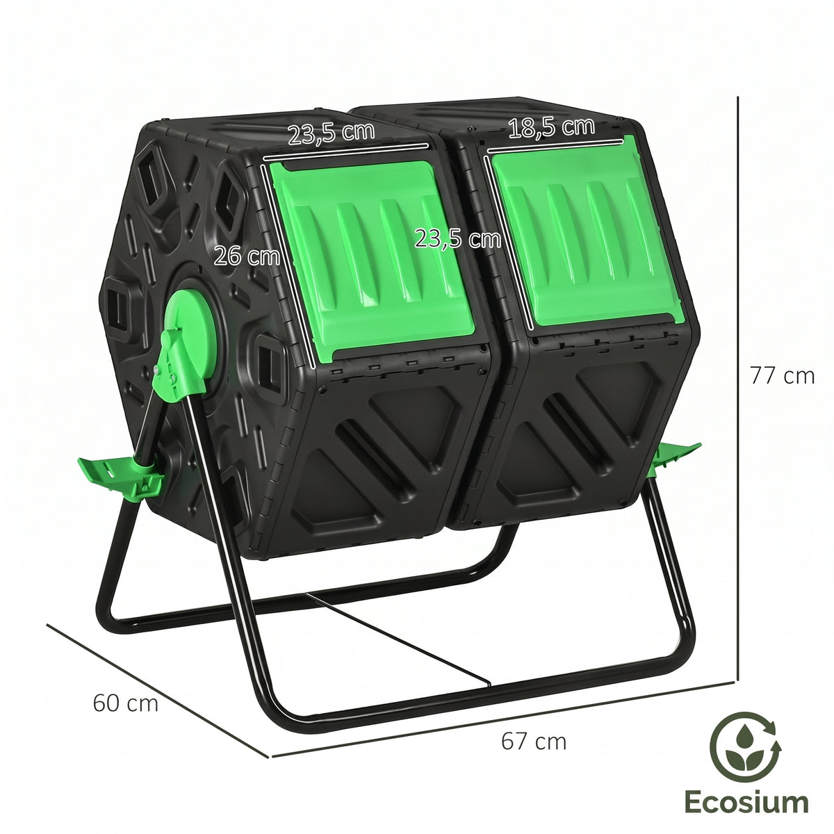 Composteur rotatif double chambre 130L | Ecosium