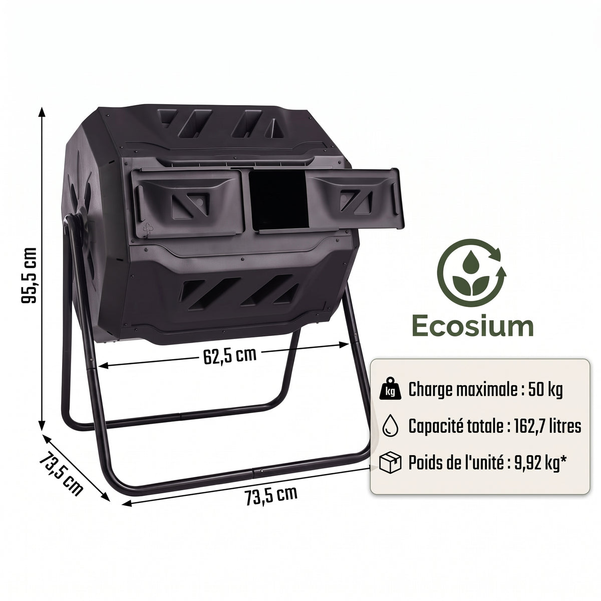 Composteur rotatif double chambre 163L | Ecosium